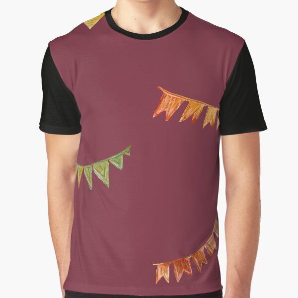 Happy birthday flags pattern a watercolor red by Yana Mustafina | Boho Soulful Designs T-Shirts, Hoodie, Sweatshirt (Image 1)