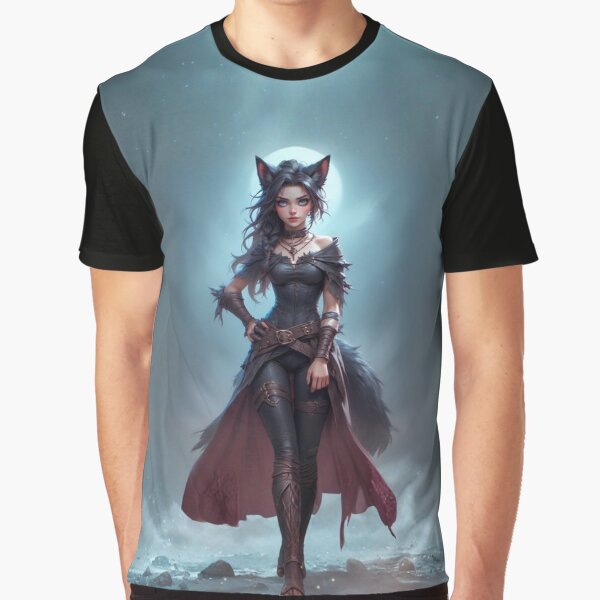 Moonlit Wolf Girl Fantasy Warrior by RED-MOUSE T-Shirts, Hoodie, Sweatshirt | BlankRebels.com (Image 1)