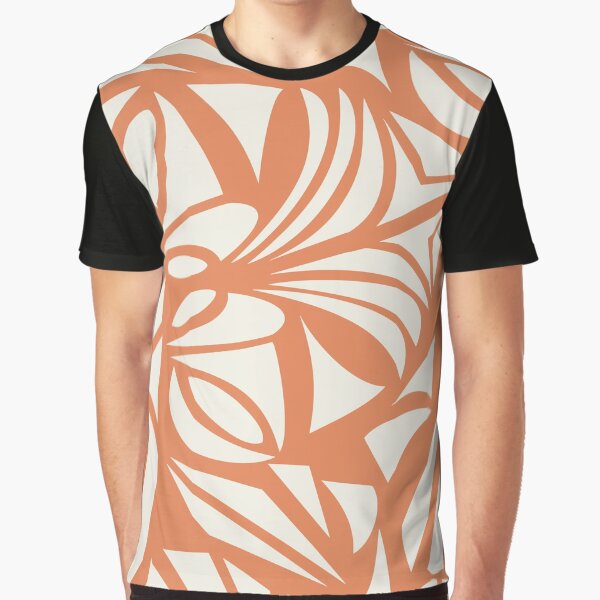Boho, Geometric, Hawaii Art, Palms Print, Orange and Cream by meggydesigns T-Shirts, Hoodie, Sweatshirt (Image 1)