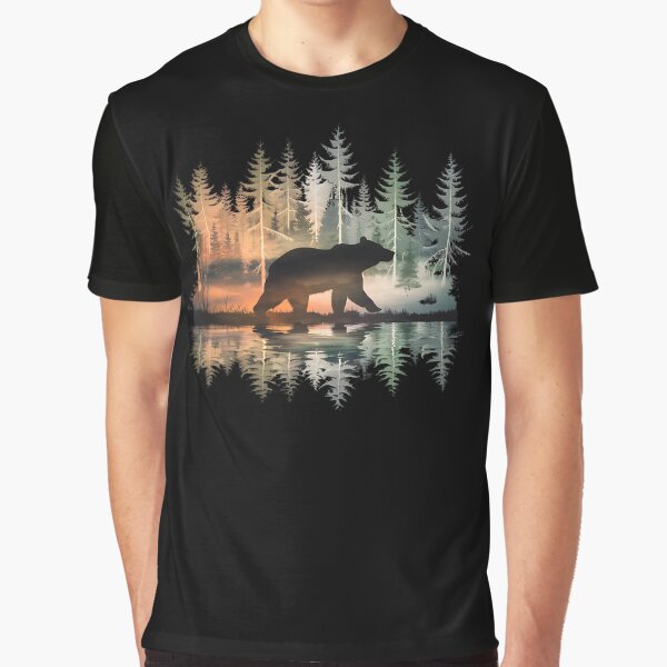Majestic Bear Forest Silhouette | Wilderness Nature Art | Vintage Wildlife Illustration by ProStyleThreads... (Image 1)