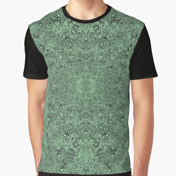 Green and Black Abstract Dancing Men Stick Figure Pattern by ThatsJustJilly T-Shirts, Hoodie, Sweatshirt (Image 1)