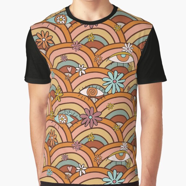 Retro Groovy Trippy Hippie Good Vibes Pattern 60s 70s Y2K Aesthetic Art by Cymphonyskar T-Shirts, Hoodie,... (Image 1)