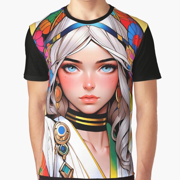 Manga colorful girl with mosaic designs by TheArtistOf2022 T-Shirts, Hoodie, Sweatshirt | BlankRebels.com (Image 1)