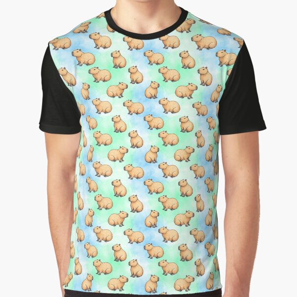 Blue Green Watercolor Capybara Pattern by MythicPrompts T-Shirts, Hoodie, Sweatshirt | BlankRebels.com (Image 1)