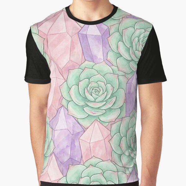 Pastel Crystals & Succulents - Boho Terrarium Pattern by SavinMercantile T-Shirts, Hoodie, Sweatshirt (Image 1)