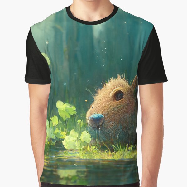 Capybara Drinking Water By The Lake by Pet Shelter T-Shirts, Hoodie, Sweatshirt | BlankRebels.com (Image 1)