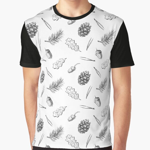 Pine cones, acorns, needles and oak leaves pattern by AleksOrel T-Shirts, Hoodie, Sweatshirt | BlankRebels.com (Image 1)