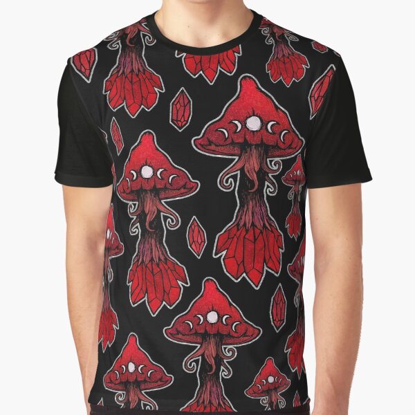 Blood Moon Red Crystal Mushrooms Pattern • Gothic Vampire Shrooms by StudioPurpleOctopus T-Shirts, Hoodie,... (Image 1)