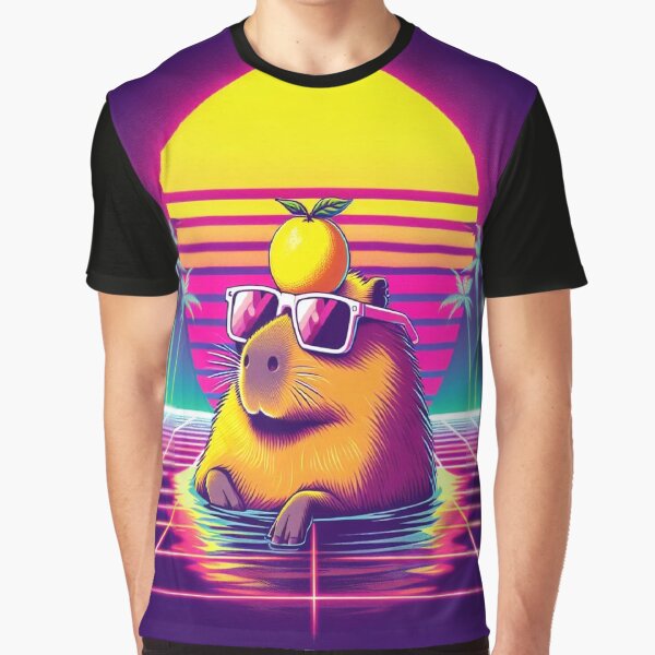 Stay Chill - Retro Vaporwave Capybara in Hot Spring by RetroRascalStudio T-Shirts, Hoodie, Sweatshirt (Image 1)