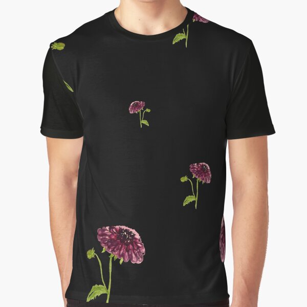 Dahlia Red Seamless Cute Pattern Watercolor Black Yana Mustafina Boho Soulful T-Shirts, Hoodie, Sweatshirt