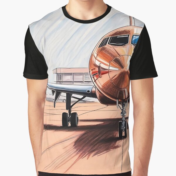 Sketch-Style Airplane Illustration - Parked at the Airport by EMairplanes T-Shirts, Hoodie, Sweatshirt (Image 1)