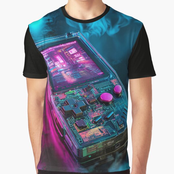 Cyberpunk Retro Handheld Console – Neon Vaporwave Gaming Art by etuvibes T-Shirts, Hoodie, Sweatshirt (Image 1)