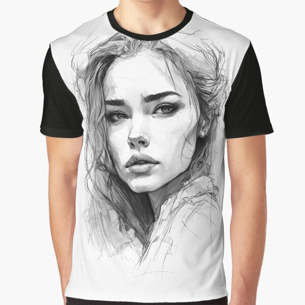 woman portrait sketch by ranker666 T-Shirts, Hoodie, Sweatshirt | BlankRebels.com (Image 1)