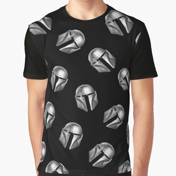 Black and White Bounty Hunter Helmet Pattern by orionlodubyal T-Shirts, Hoodie, Sweatshirt | BlankRebels.com (Image 1)