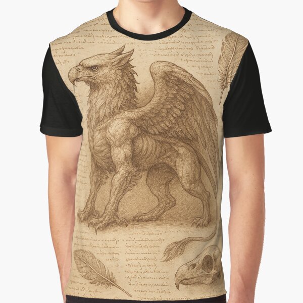 Griffin Anatomy Sketch – Da Vinci Style Notebook Page by ArahirPrints T-Shirts, Hoodie, Sweatshirt (Image 1)