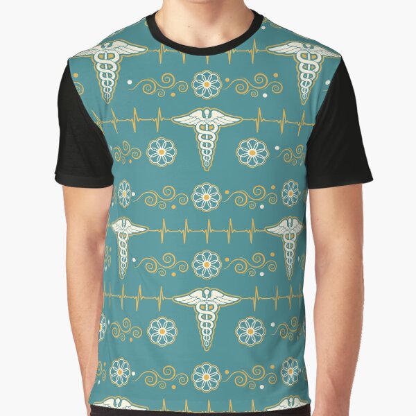 Nurse Heartbeat Floral Teal Pattern by BeebooDesign T-Shirts, Hoodie, Sweatshirt | BlankRebels.com (Image 1)