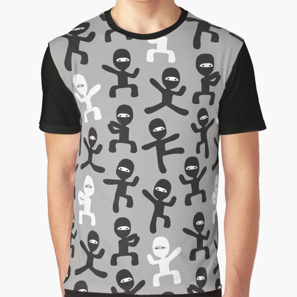 ninjas - black and white on gray by littlearrow