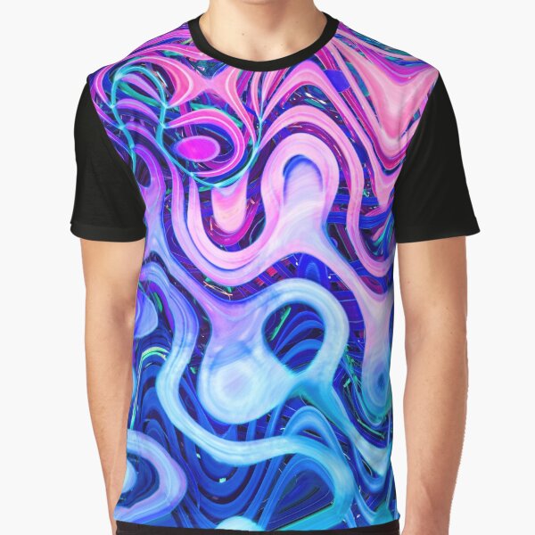 Groovy Hippie Style Abstract Wavy Lines in Violet and Blue Shades 2 of 4 by Beachy T-Shirts, Hoodie, Sweatshirt (Image 1)