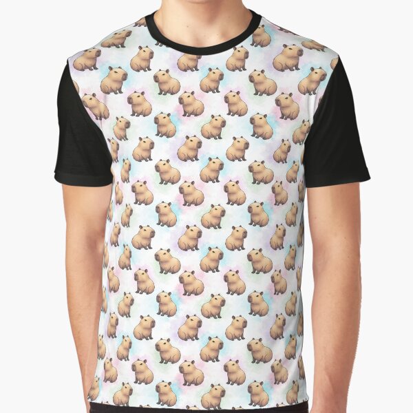 Pastel Watercolor Capybara Pattern by MythicPrompts T-Shirts, Hoodie, Sweatshirt | BlankRebels.com (Image 1)