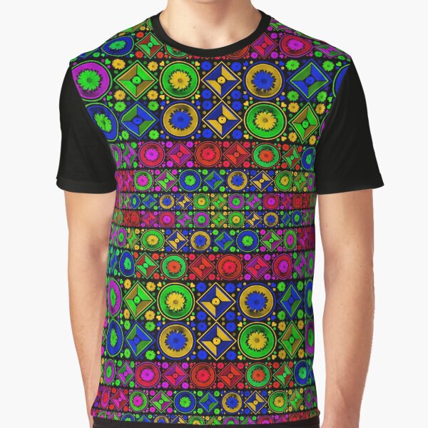 Geometric Neon Blossoms Tiled by PanicDay T-Shirts, Hoodie, Sweatshirt | BlankRebels.com (Image 1)