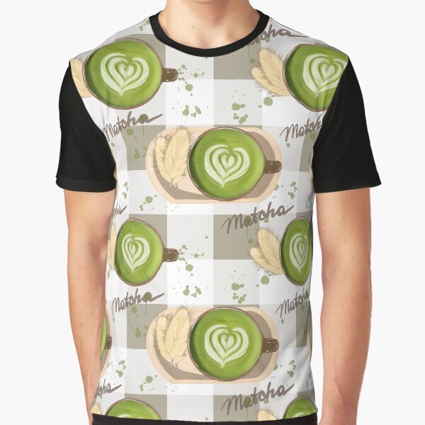 Matcha Latte Heart Art - Green Tea Gingham Pattern by dreamseller88 T-Shirts, Hoodie, Sweatshirt | BlankRebels.com (Image 1)