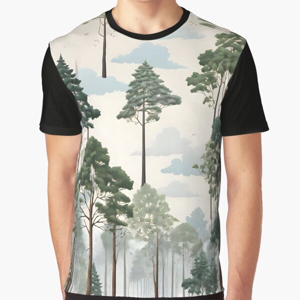 Serene Forest Scene with Tall Trees and a Clear Sky: A Tranquil Escape by Best-Art-32 T-Shirts, Hoodie, Sweatshirt (Image 1)
