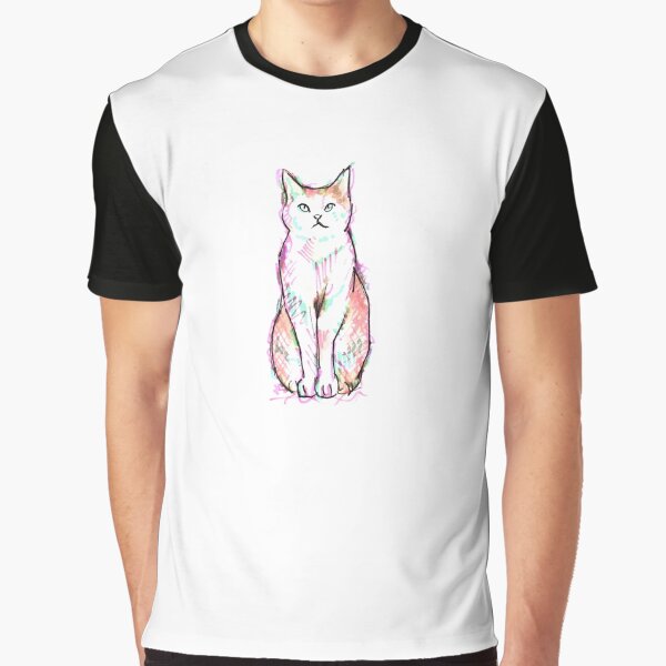Colorful cat artistic sketch - modern illustration by DipakSonarArt T-Shirts, Hoodie, Sweatshirt | BlankRebels.com (Image 1)