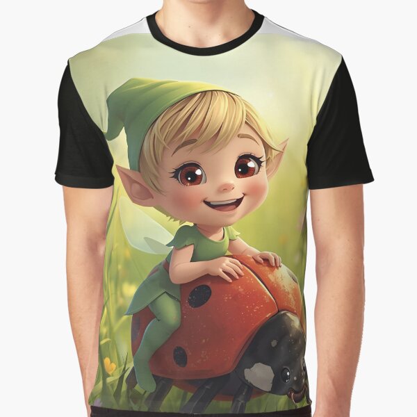 Cute elf riding on ladybug by SimonsDesignArt T-Shirts, Hoodie, Sweatshirt | BlankRebels.com (Image 1)