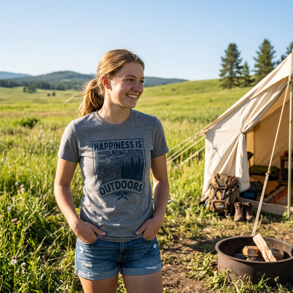 Hapiness Is Being Outdoors Women's T Shirt