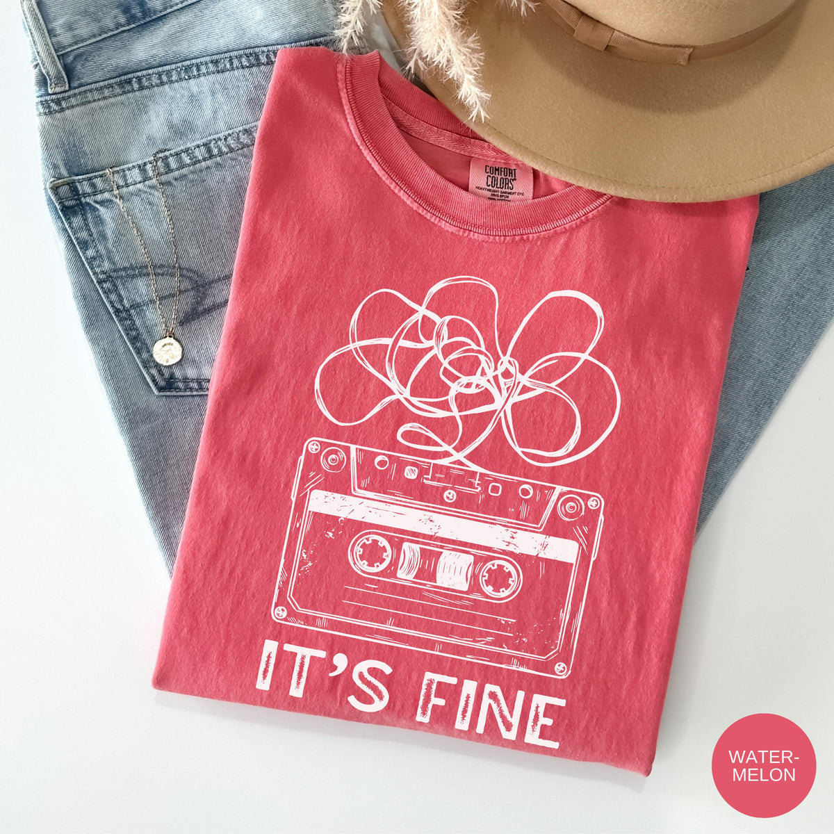 Comfort Colors 39 Fine Retro Cassette Tape Tee Mental Health Humor Anxiety 90s Music Lover Sarcastic (5)