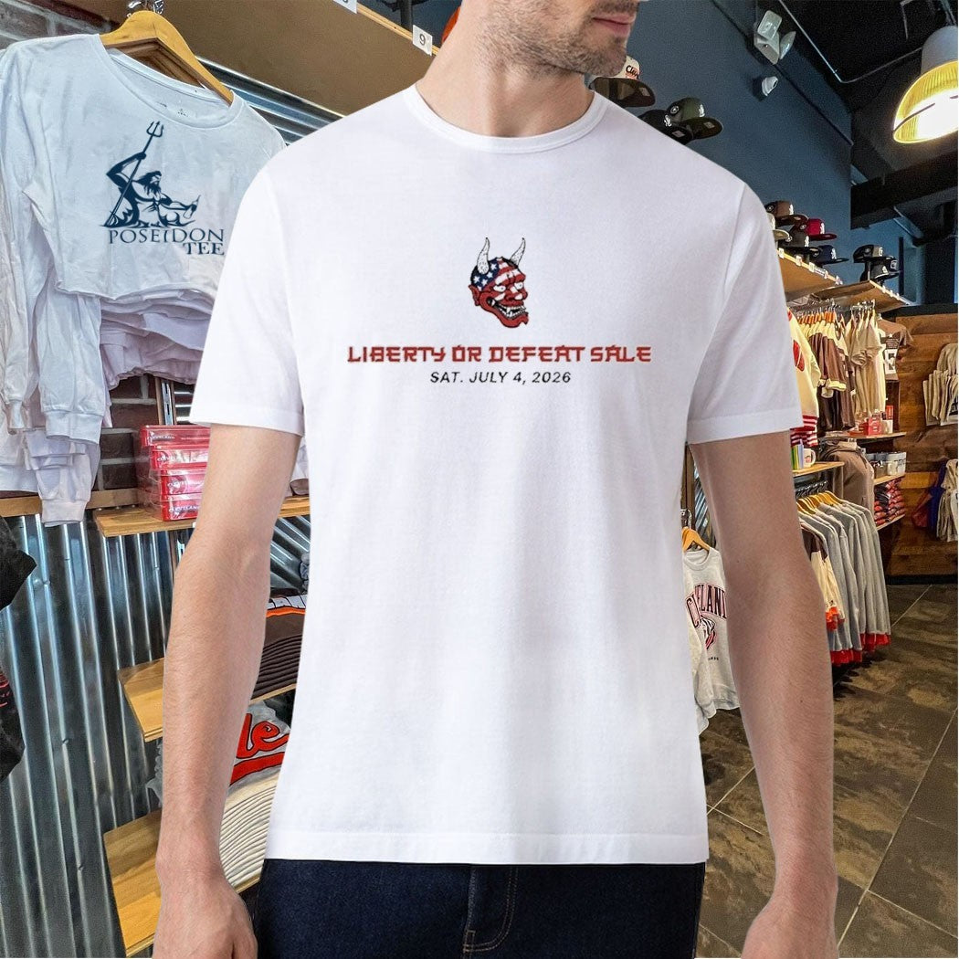 Liberty Or Defeat American Flag Oni Mask July 4th Independence Day T-shirt