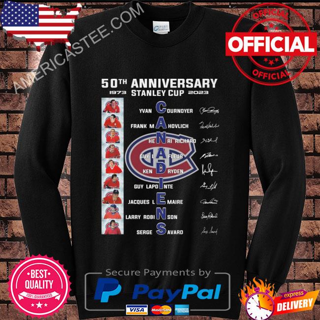 Montreal Canadiens 50th anniversary 1973 2023 stanley cup signatures shirt