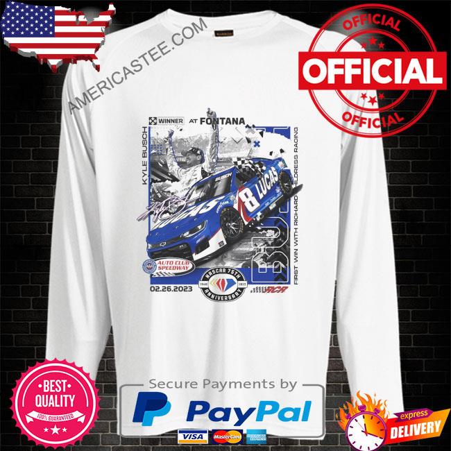 New Kyle Busch 2023 Fontana Race Win T-Shirt Preorder