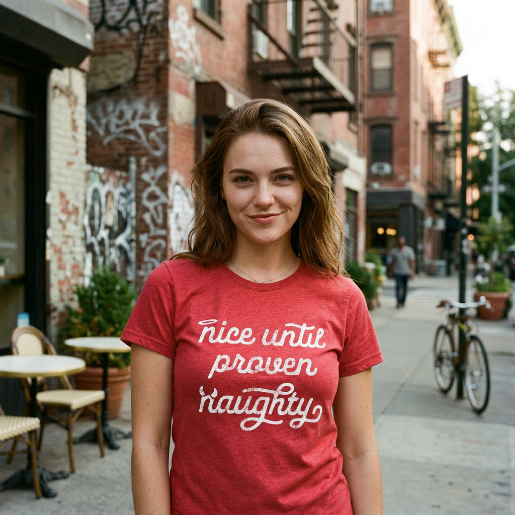 Nice Until Proven Naughty Women's T Shirt