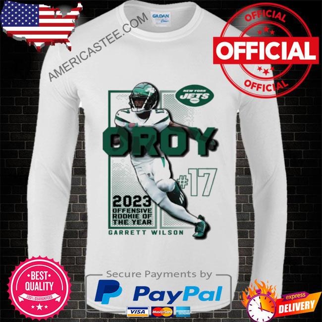 fanatics branded black new york jets garrett wilson 2023 offensive rookie of the year shirt