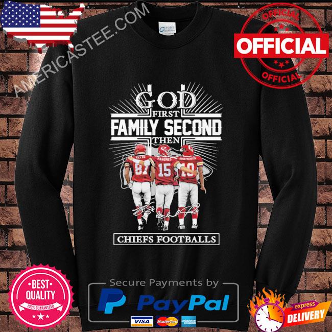 God first family second then Kansas city Chiefs football signatures 2023 shirt