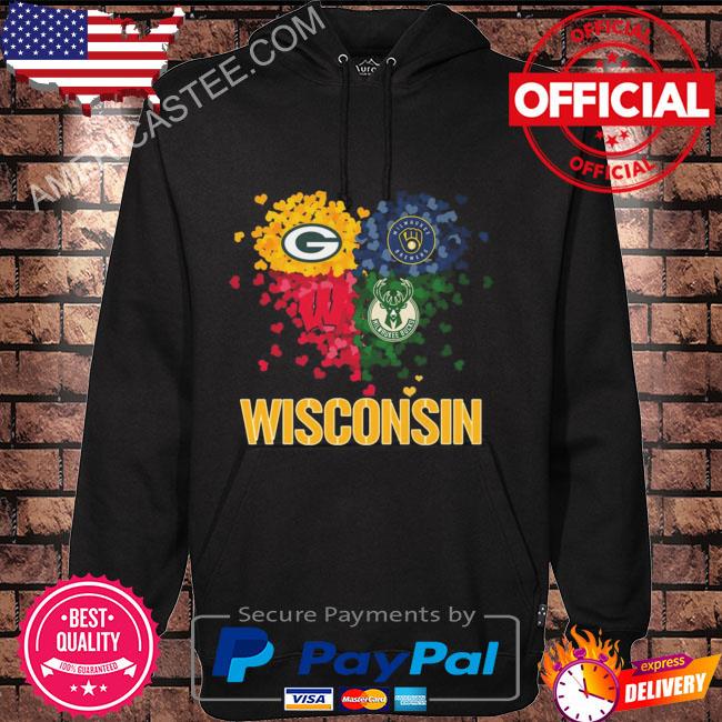 Green Bay Packers Milwaukee Bucks Milwaukee Brewers hearts 2023 shirt