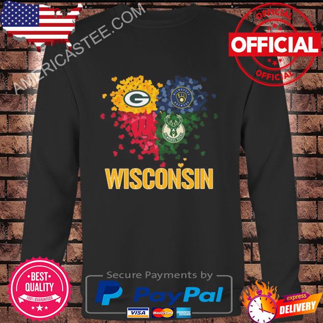 Green Bay Packers Milwaukee Bucks Milwaukee Brewers hearts 2023 shirt