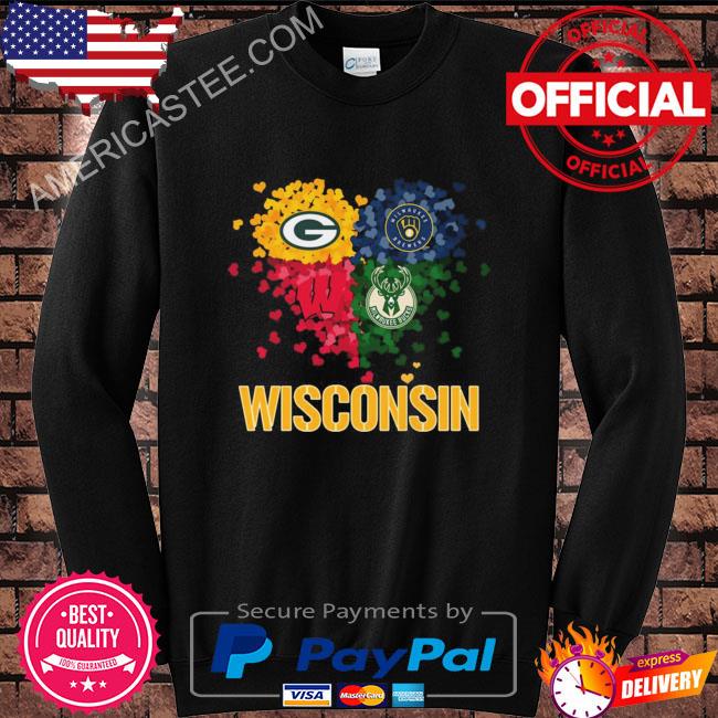 Green Bay Packers Milwaukee Bucks Milwaukee Brewers hearts 2023 shirt