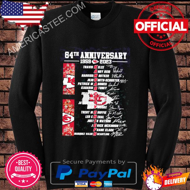 Kansas City Chiefs 64th anniversary 1959 2023 signatures shirt