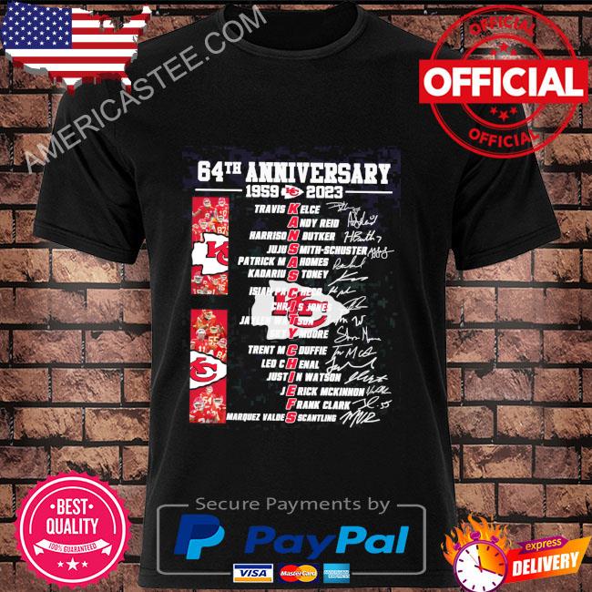 Kansas City Chiefs 64th anniversary 1959 2023 signatures shirt