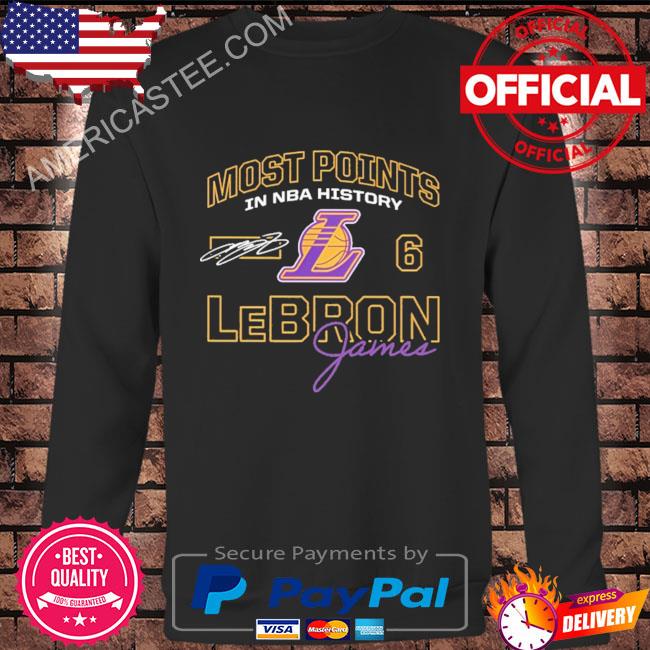 Los angeles lakers most points in nba history lebron shirt