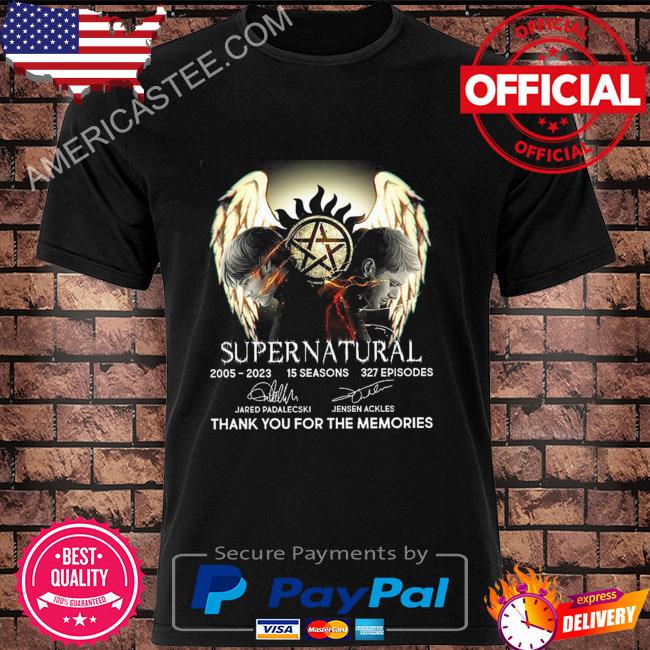 Supernatural 2005 2023 15 season 327 episodes thank you for the memories signatures shirt