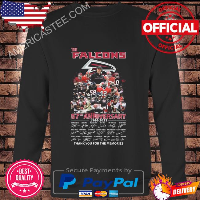 The Atlanta Falcons 57th anniversary 1966 2023 thank you for the memories signatures Atlanta Falcons shirt