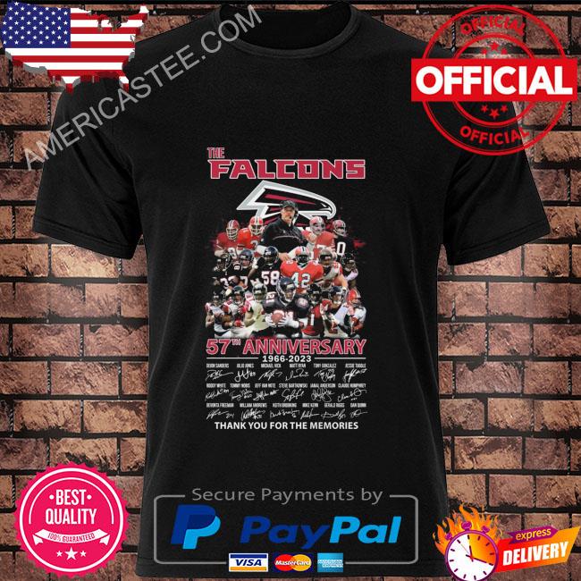 The Atlanta Falcons 57th anniversary 1966 2023 thank you for the memories signatures Atlanta Falcons shirt