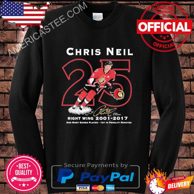 Ottawa senators chris neil 25 signature retirement shirt