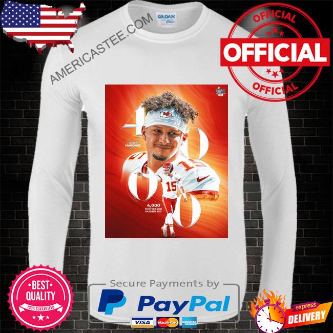 Patrick Mahomes Kansas City Chiefs 4,000 postseason passing YDS shirt