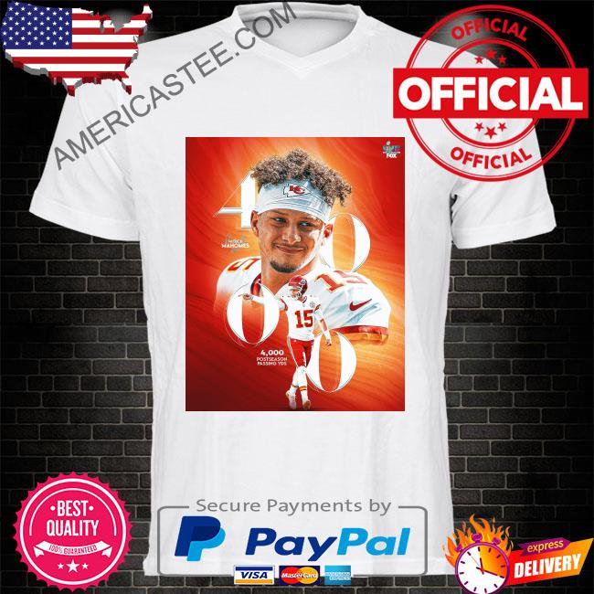 Patrick Mahomes Kansas City Chiefs 4,000 postseason passing YDS shirt