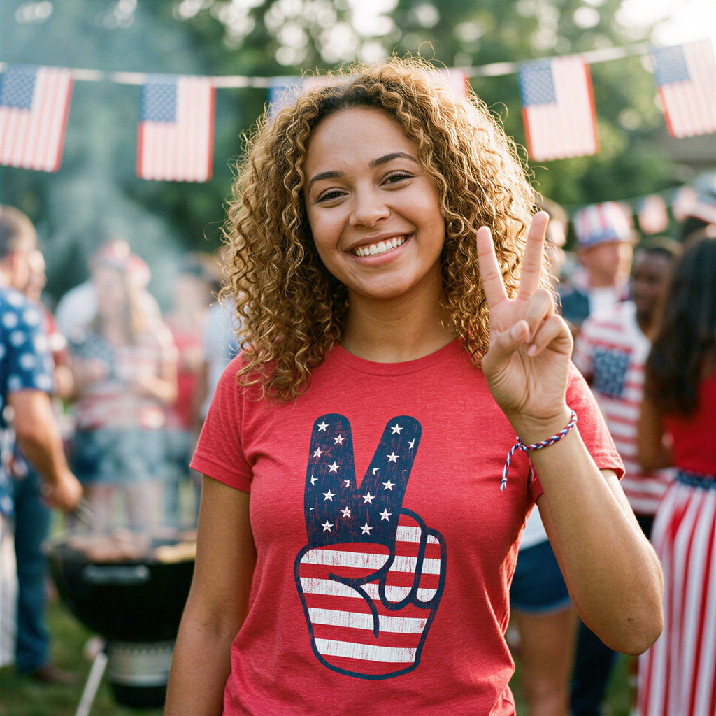Peace Sign American Flag Women's T Shirt