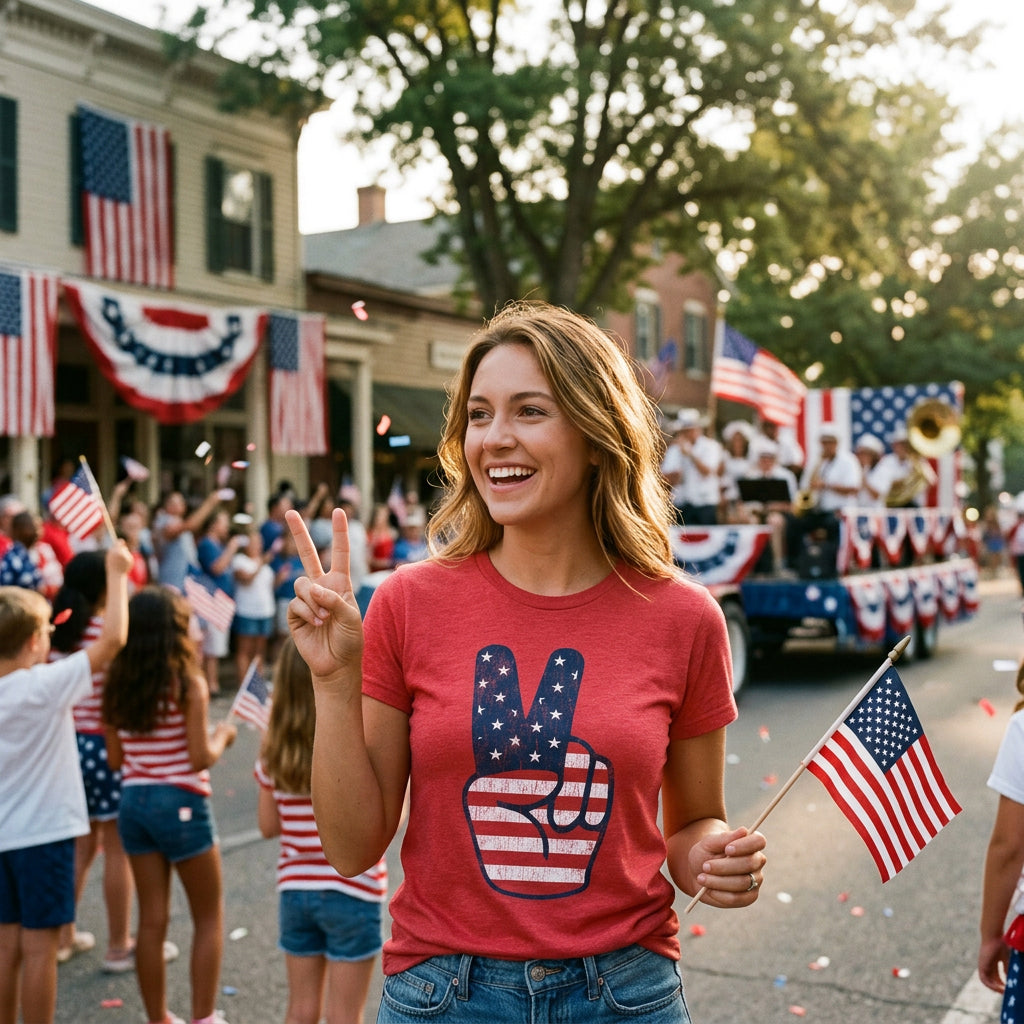 Peace Sign American Flag Women's T Shirt